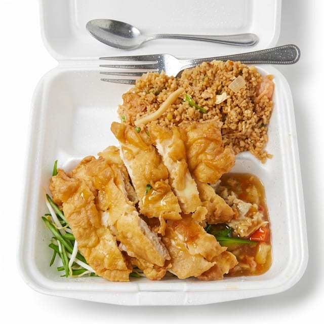 D2. Boneless Fried Chicken with Vegetables.